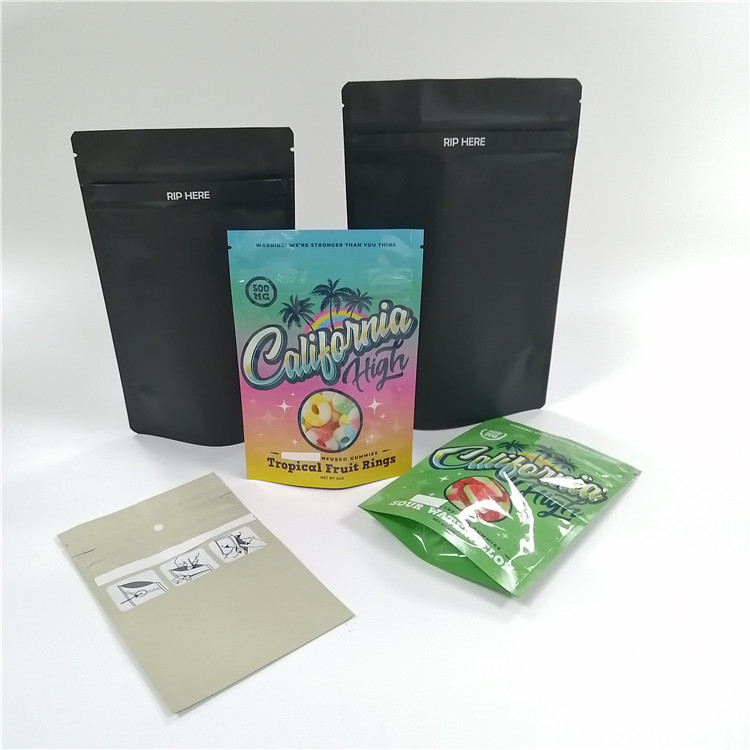 Sugar Zip Lock Mylar Stand Up Plastic Bags Smell Proof UV Printing