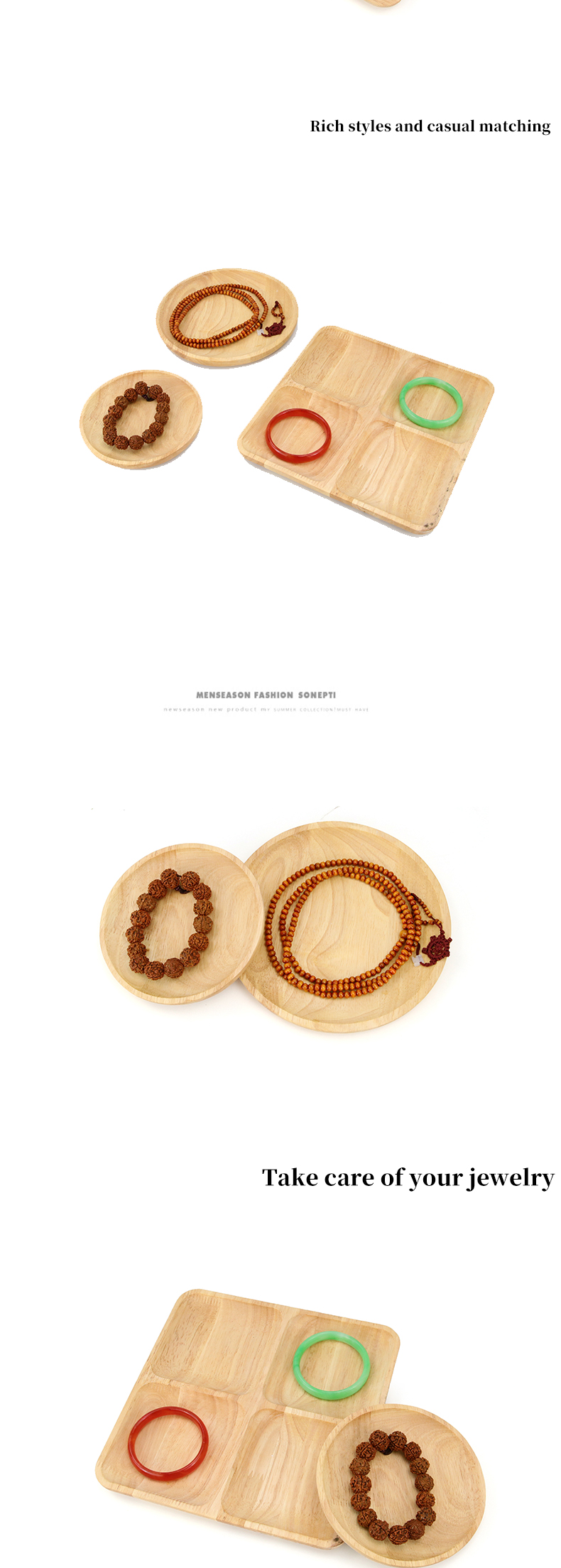 Multiple Shapes Jewelry Display Plate Wooden Bracelet Display Exhibition Tray