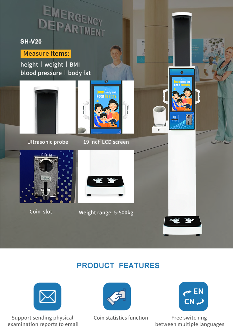 Body Composition Analyzer bp Machine for Hospital Height Weight Scale Self Service Equipment