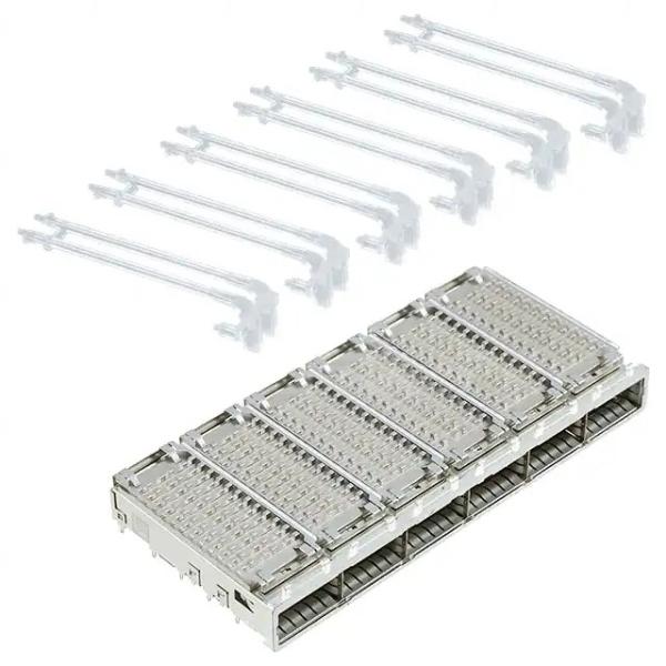 2143331-4 QSFP+ Cage Ganged (1 x 6) with Heat Sink Connector Included Lightpipe