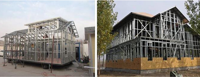 Ultra Modern Light Steel Prefab House / Double Story Prefab Homes Heat Resistant