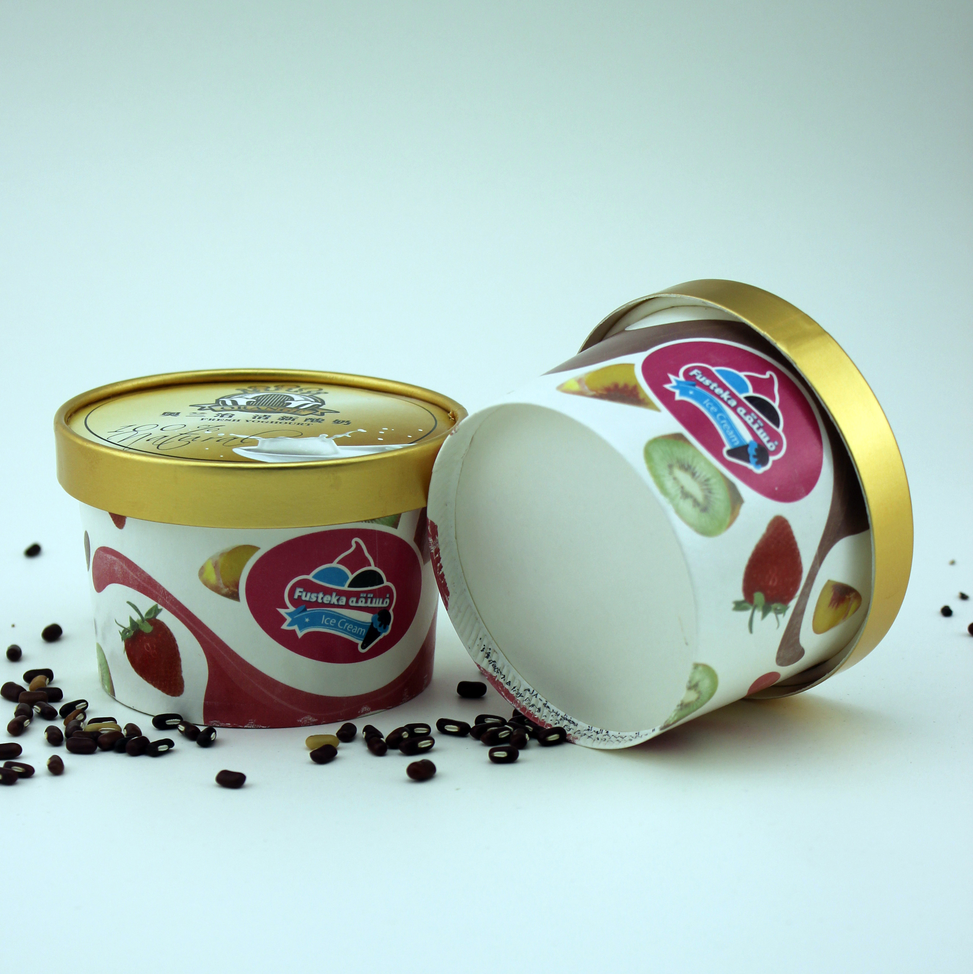 Leakproof Biodegradable Ice Cream Containers With Lids Eco Friendly 5oz 150ml