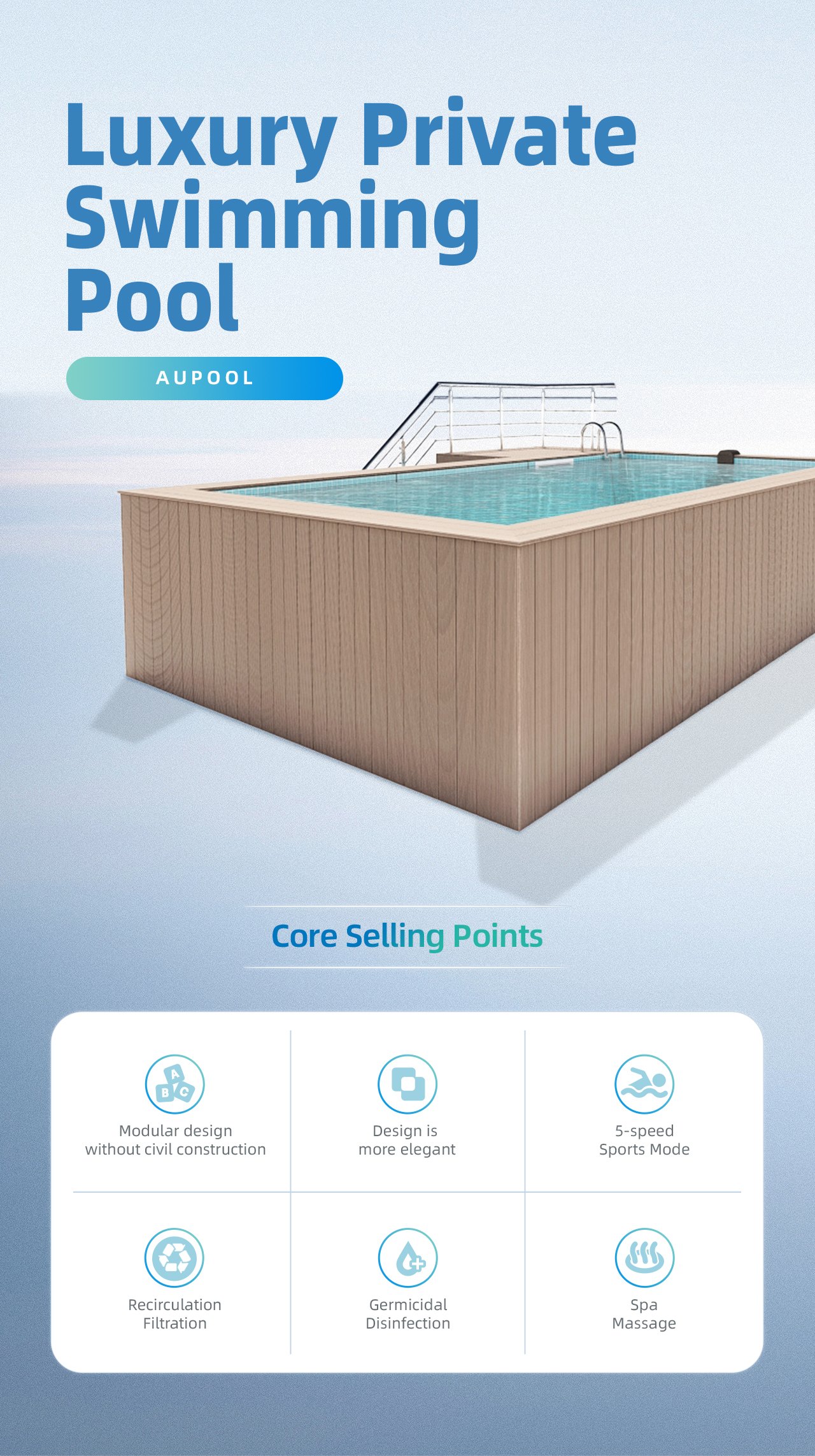Acrylic Wood Plastic Board Color Luxury Private Swimming Pool for Outdoor Relaxation