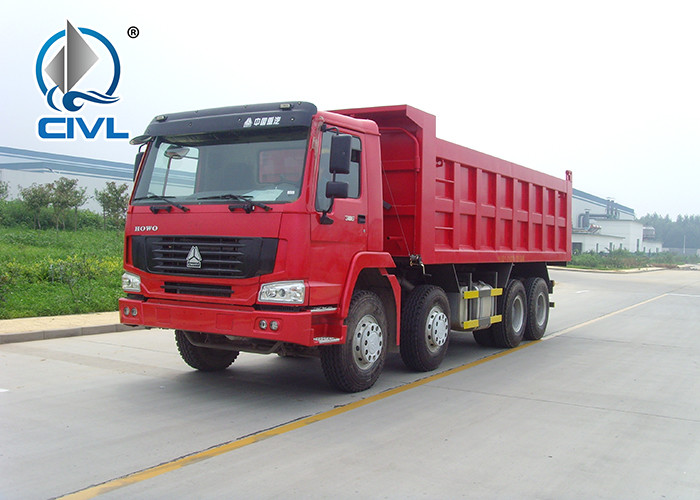 8 X 4 Heavy Duty Dump Truck 420 HP Engine 80 T Loading Capacity Tipper truck read color
