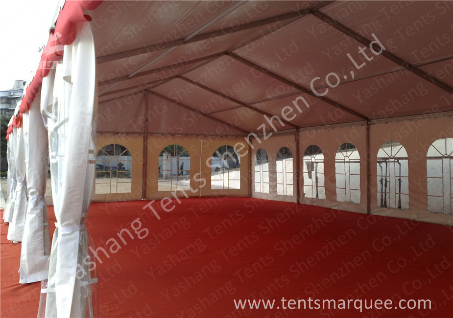 Out side White PVC Cover Aluminum Frame Clear Span Tent with Red Carpet