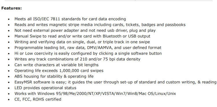 MSR605 Magnetic Stripe Card Reader Writer for Windows USB 3 Tracks and Software Suite