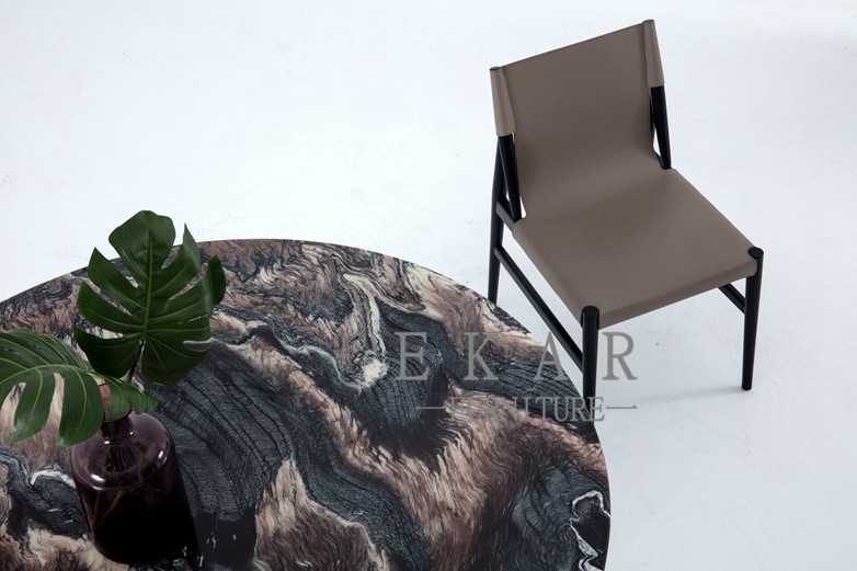 Modern Round Italian 6 Seater Metal Base1.2/1.5M Marble Top Dining Table