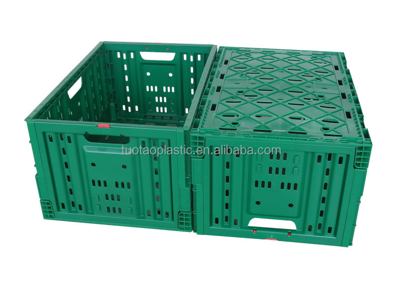 Green 600x400x300mm Folding PP Mesh Plastic Crate for Storing Fruits and Vegetables