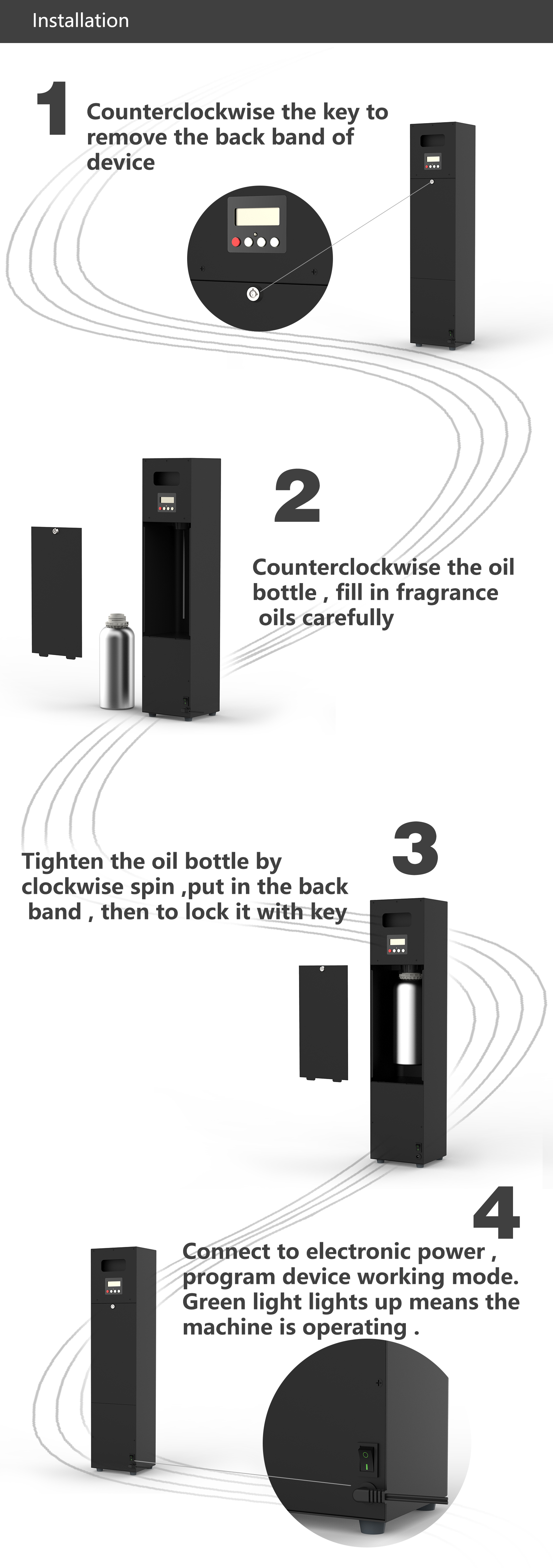 Luxury Design Modern Style High Quality Aroma Diffuser Machine Professional Stand-alone Essential Oil Scent Diffuser