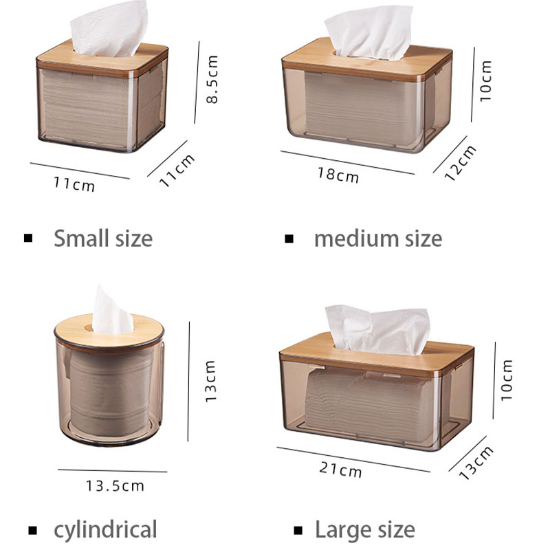 Transparent Rectangular Tissue Dispenser Box Storage For Bathroom Kitchen