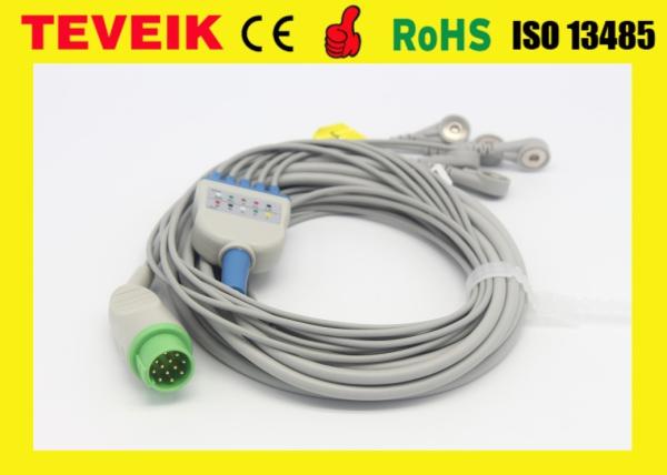 Medical Reusable Biolight 5 leadwire Round 12pin 5Leads ECG Cable For Patient