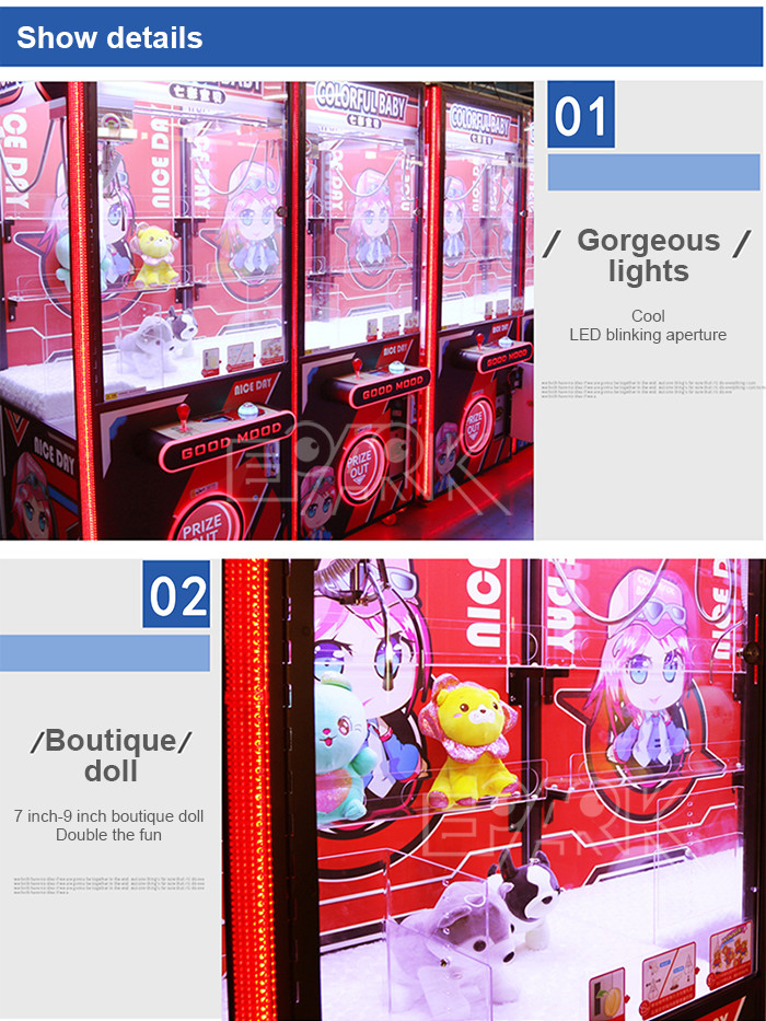 Anti UV Coin Operated Arcade Machines Gift Toy Crane Claw Machine