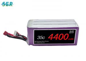  High Discharge LiPO Battery Pack , 6S1P RC Helicopter Battery 22.2V 4400mAh 35C Manufactures