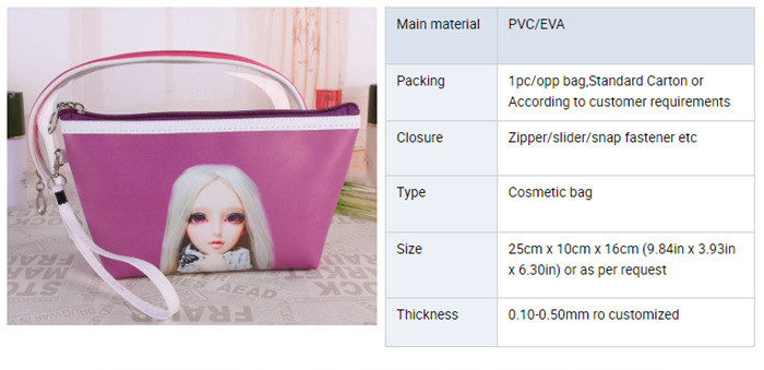 Coloreful Custom Printed Pvc Zipper Bag , Cosmetic Packaging Travel Bag