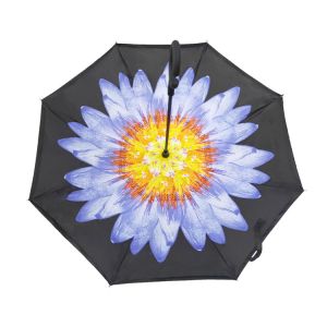 China Hands Free Double Layer C Handle Reverse Inverted Umbrella Windproof on sale