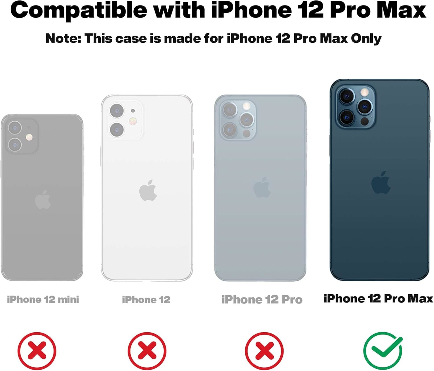 iPhone 12 Pro Max Case, Military-Grade Protection, Shockproof Silicone, Anti-Fingerprint & Anti-Slip, Phone Case