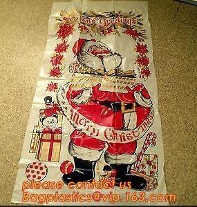 Christmas Decorative Plastic Door Covers PE Santa Celebration Plastic Posters