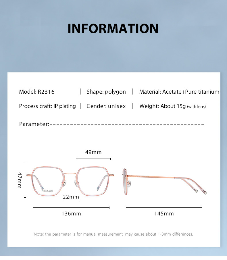 OEM Acetate Titanium Reading Glasses Customizable Anti Blue Light
