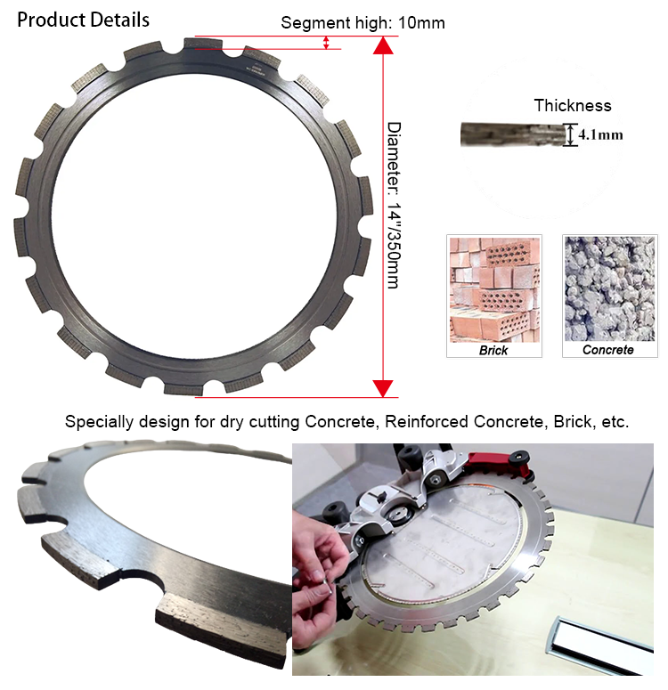 14 Inch Diamond Cutting Blades For Concrete , 350mm Ring Diamond Cut Saw Blades