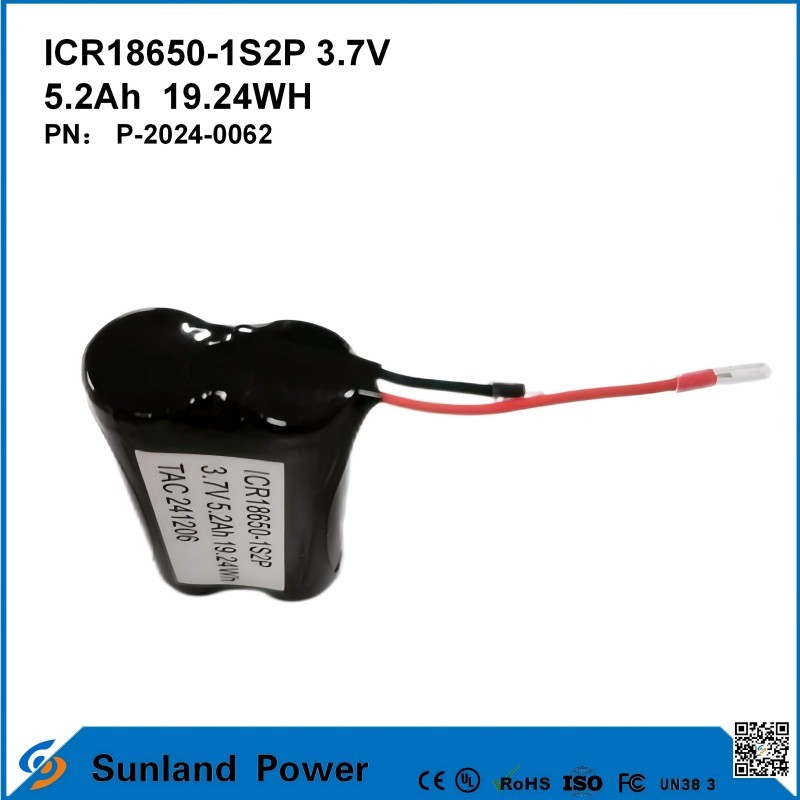 ICR18650-1S2P 3.7V 5.2AH 19.24WH Rechargeable Battery