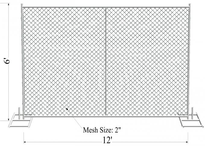 Hot dipped Galvanized 366gram/SQM Chain Link Fence Panels 6'x12' Tube 1.4"/35mm tube mesh 2.5"x2.5" 11ga wire