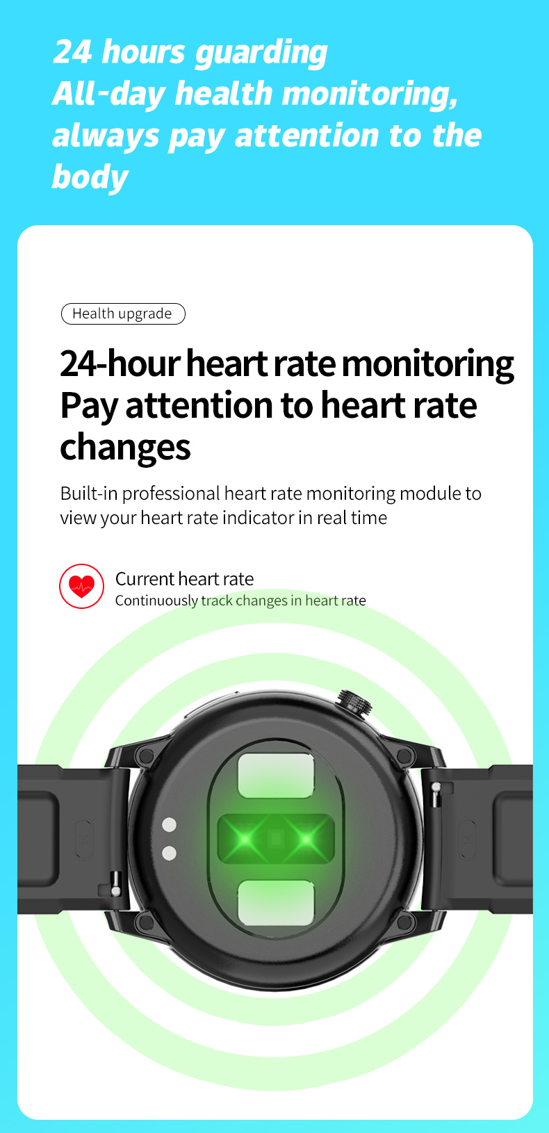 HL31 Smart Watches BT4.2 40MHz Round Weather Record Sleep Time 160KB RAM