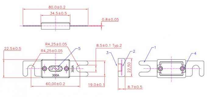 Bolt Down 32V 80V DC Ceramic Automotive Fuses Stud Mount Fuse 1