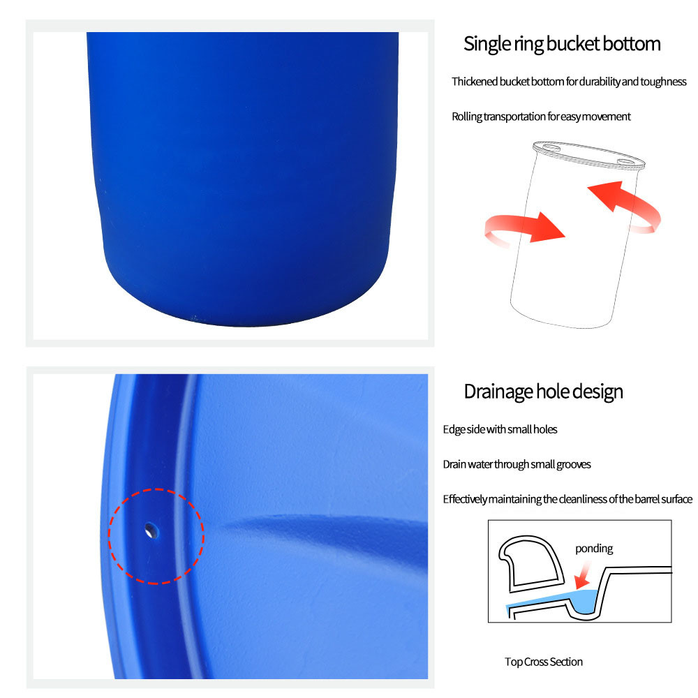Large Mouth Sealed Turnover Plastic Barrel Drum 125L