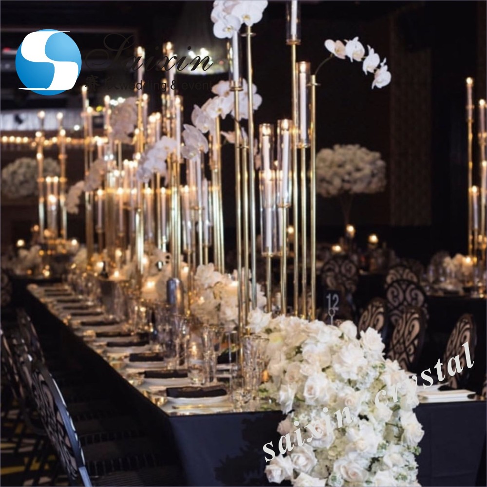 1.8m large shiny gold metal flower stand with battery working crystal chandeliers for wedding table decoration