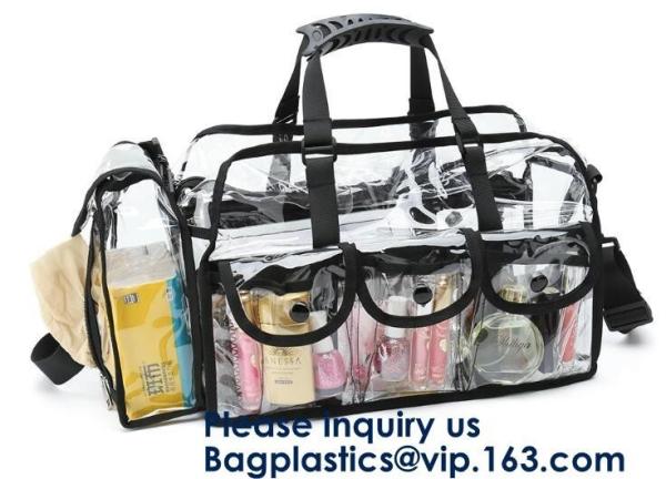 Professional Clear Makeup Cosmetic Bag PVC Carry Bag With 7 Extra Magnet Pockets
