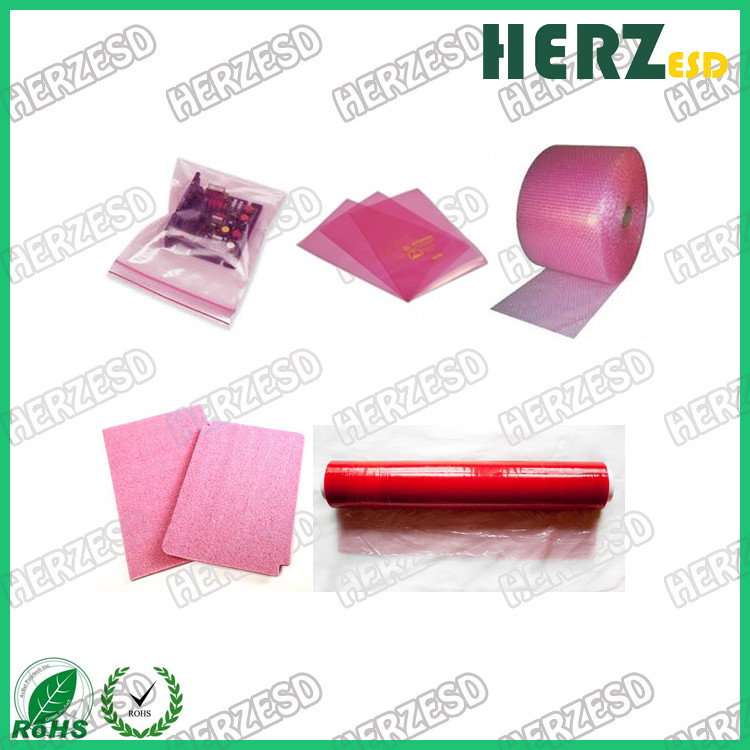 PE Film Material ESD Shielding Bags , Pink ESD Bags Thickness 0.075mm