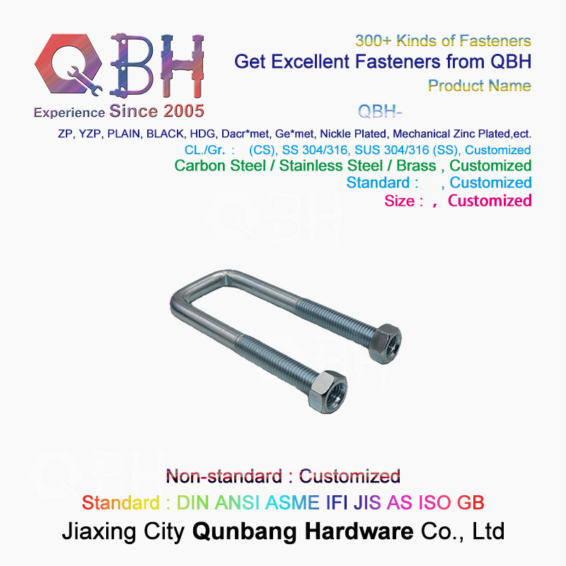 Square Card Right Angle Galvanized U Bolt M6 - M10