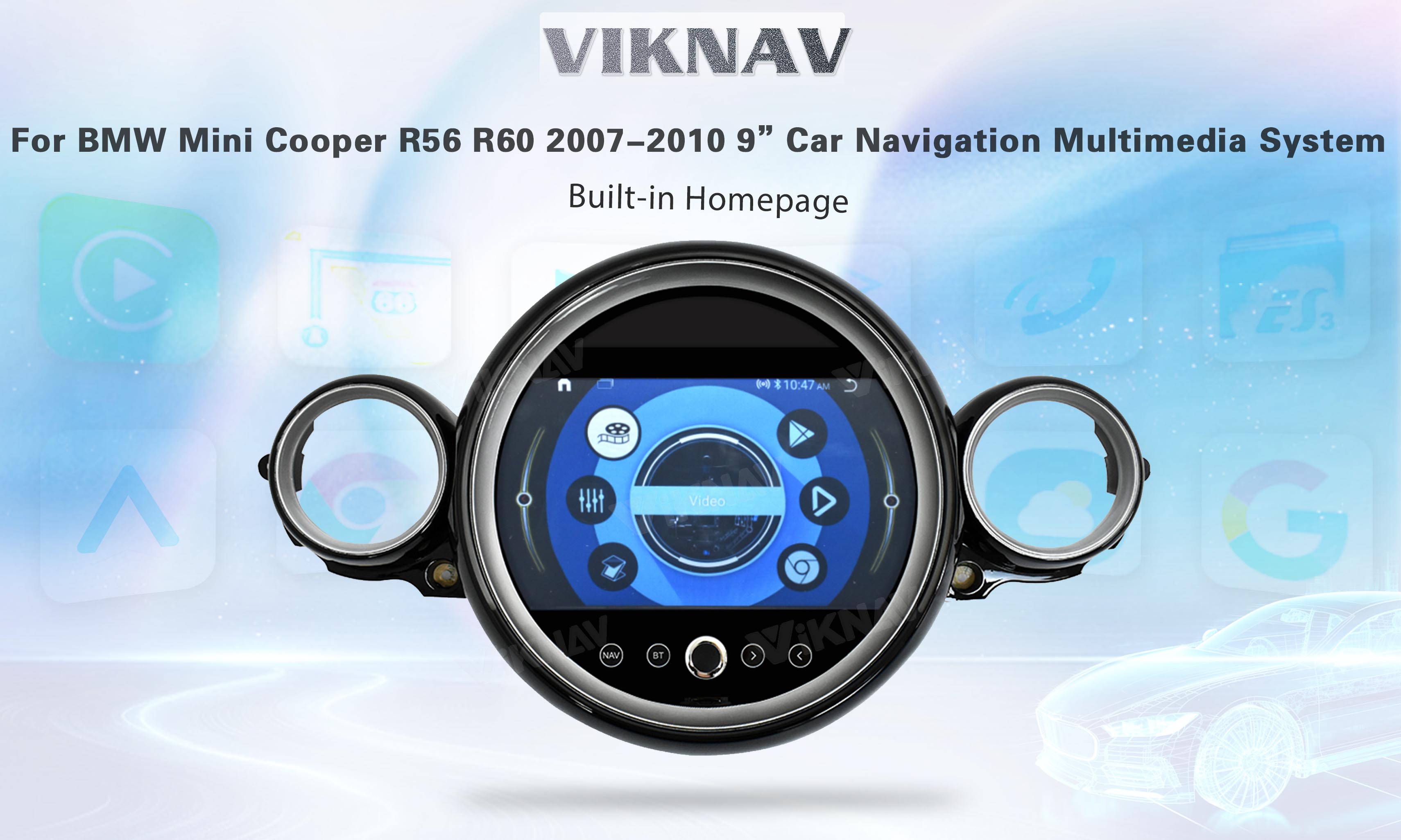 9 Inch Double Din CD Player bluetooth car stereo system For BMW Mini Cooper R56 R60 2007-2010