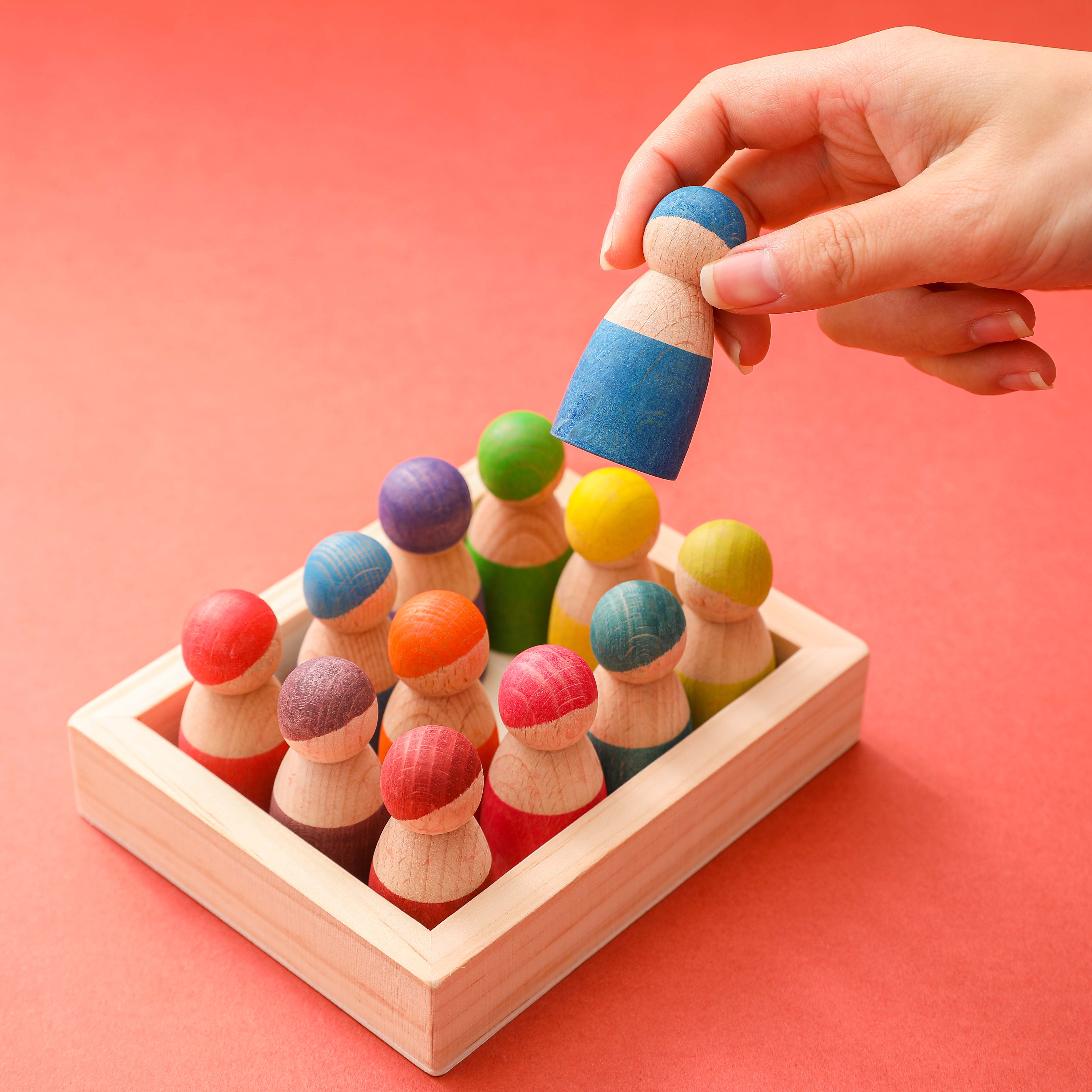Montessori Educational Wooden Rainbow Block Counting Game Puzzle Kids