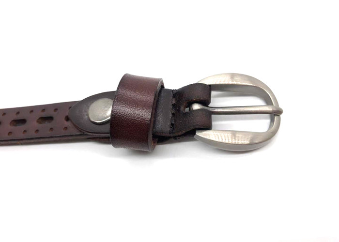 1.5cm Width Brown Leather Belt For Girls With Pin Buckle Breathable