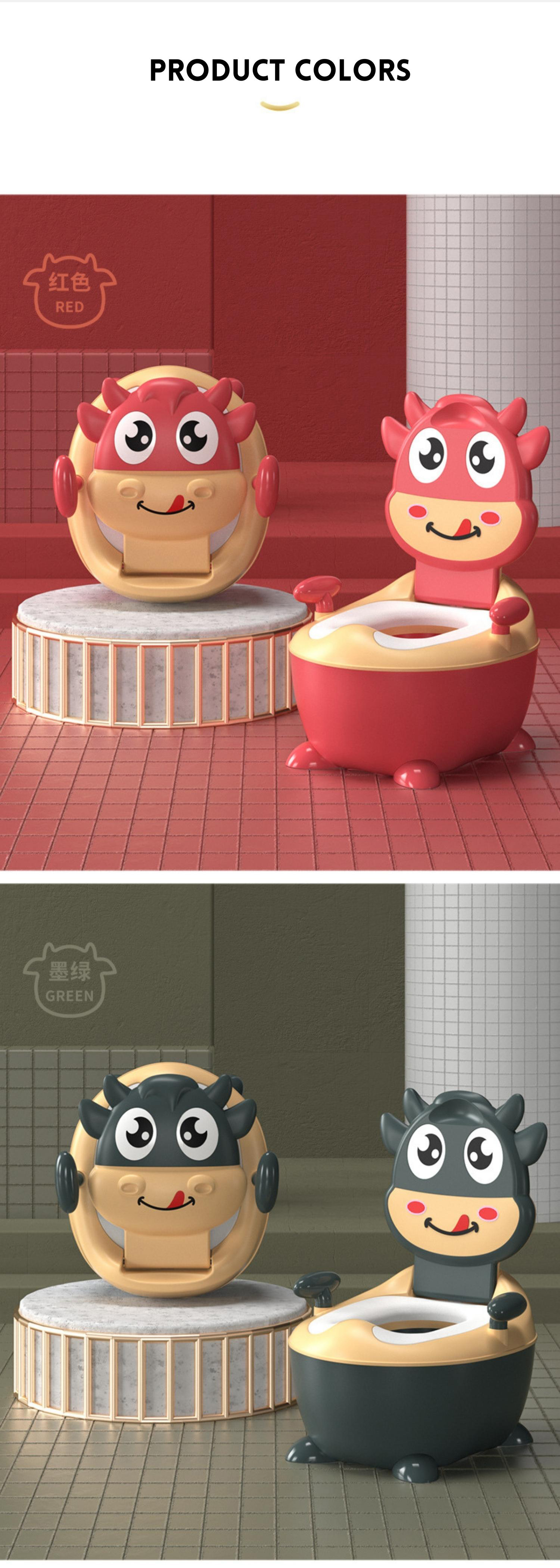 Cow Shape Customized Logo Dark Green Red Potty Training Toilet