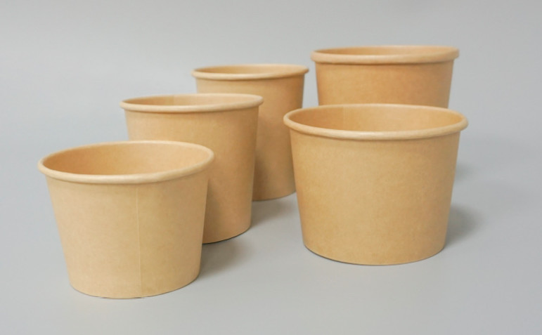 Food Grade Disposable Kraft Paper Soup Bowls Biodegradable With Lids