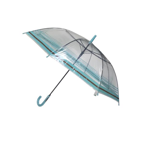 Quality Auto Open J Handle 23" POE Transparent Rain Umbrella for sale