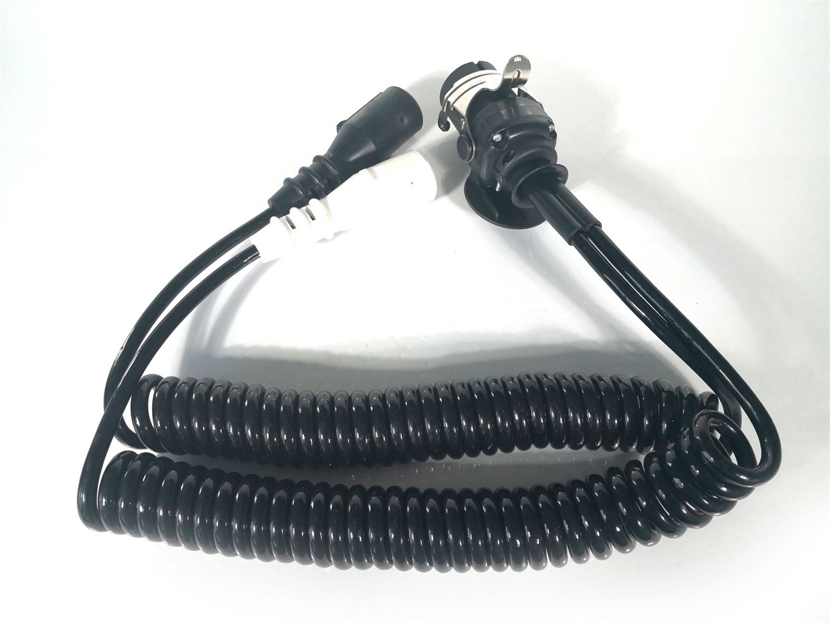4V Adaptor Trailer Cable Electrical Coiled European Style With Moulded Plug