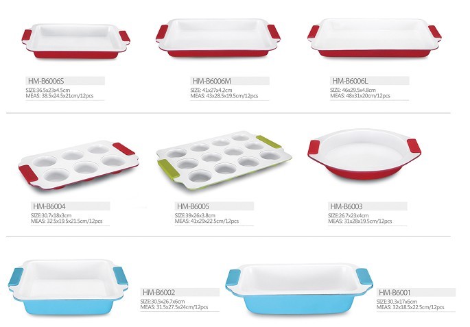 Ceramic Coated Non-Stick Round Cake Mini Muffin Pan 6cups 12cups with silicone handle