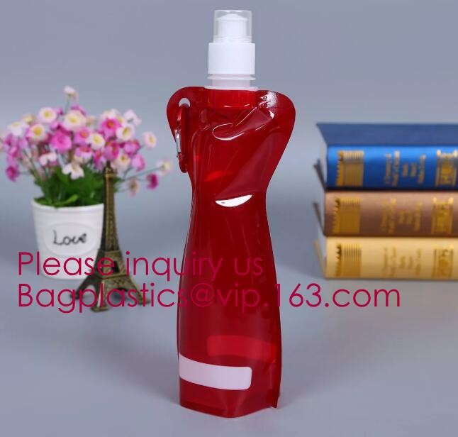 Customized Climbing Printed BPA Free Foldable T-shirt Shaped Bottle Collapsible Water Bottle Bag,250ml-600ml Foldable Co