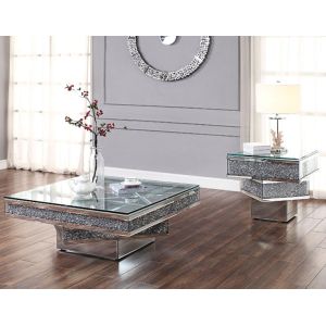 China Unique Square Crushed Diamonds Coffee Table Side Table End Table on sale