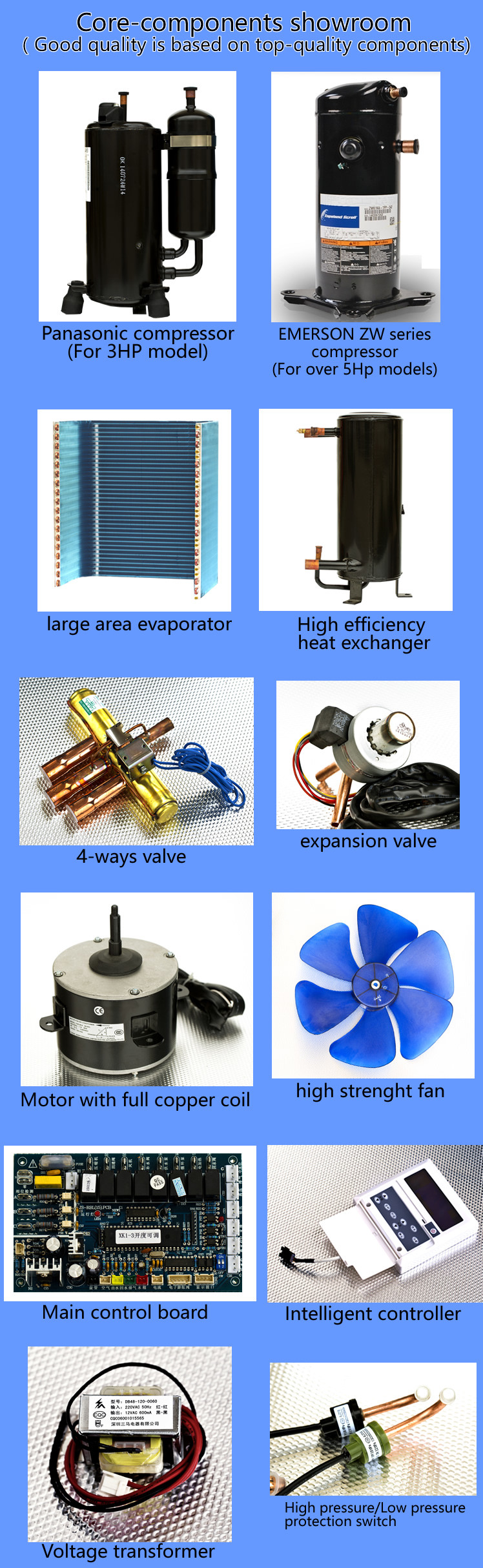 3-10 HP High Efficiency Air Source Heat Pump Copeland Scroll Compressor