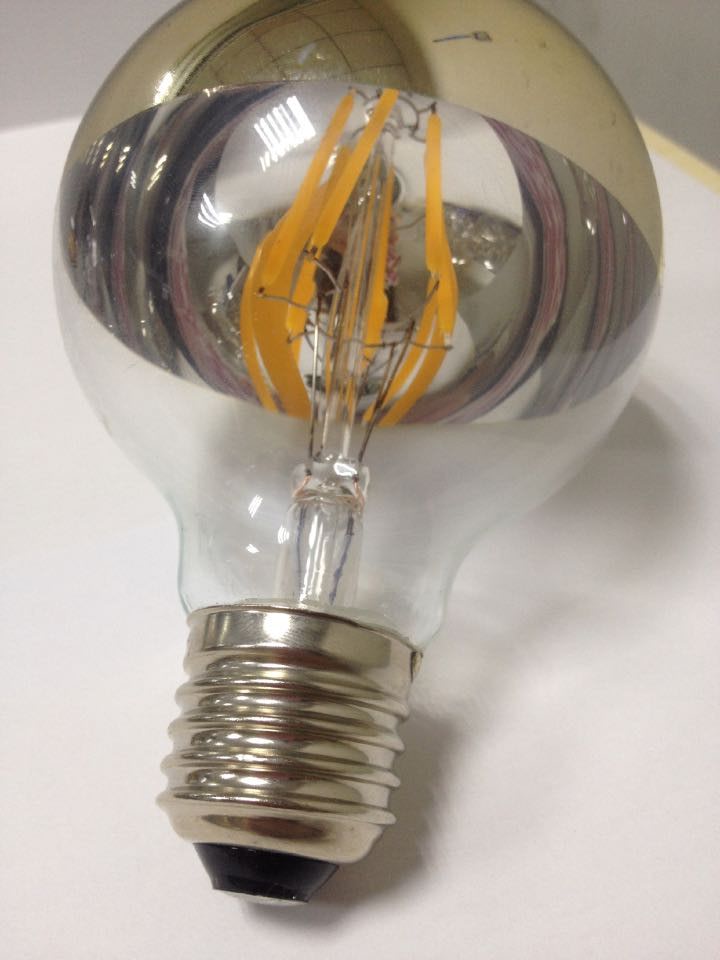 ETL UL cUL approved dimmable led globes lighting filament led G25/G80 half chrome mirror glass
