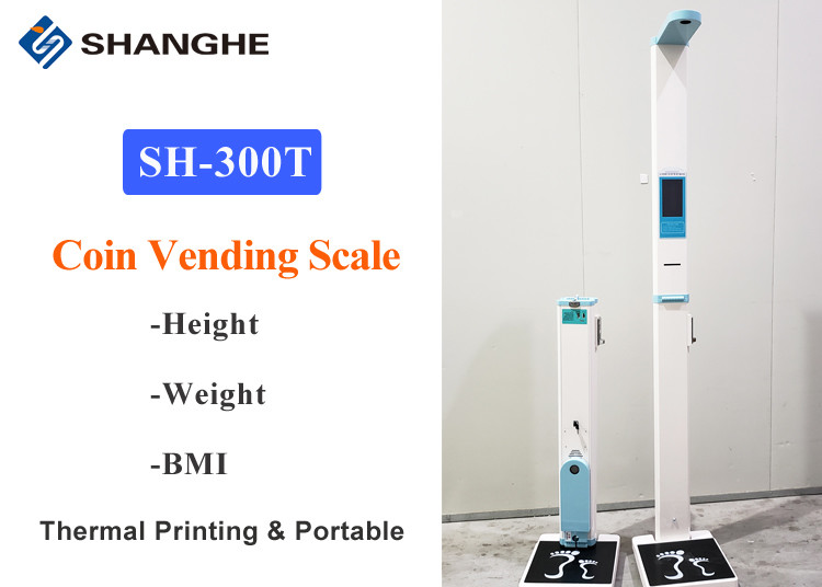 Portable Coin Operated Weight And Height Machine , Folding Accurate Body Weight Scale