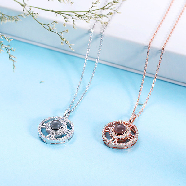 0.28in 0.17oz Custom Silver Necklaces Girlfriend Projective Photo Necklace ODM