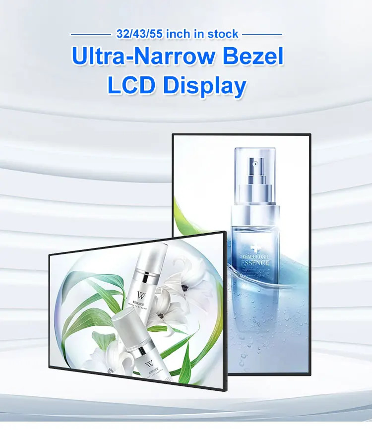 86" Wall Mounted Advertising Screen Sheet Metal Housing And Tempered Glass