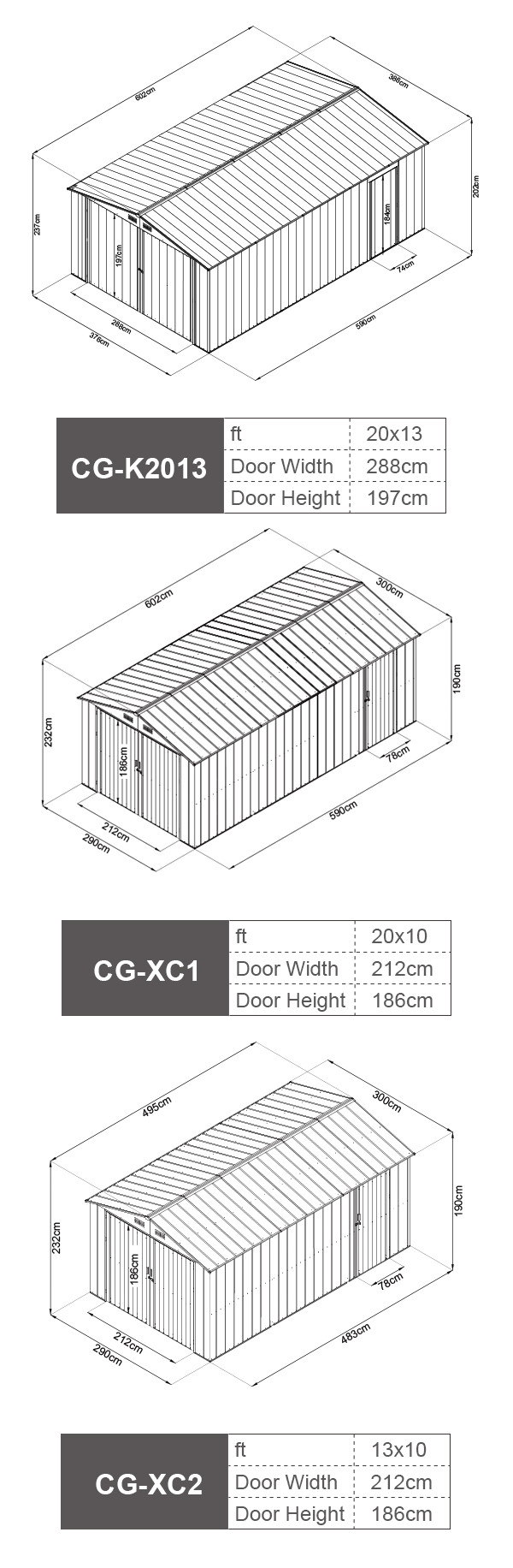 13x10 20x10 Metal Shed , Large Metal Storage Shed 15m2 18m2 Anthracite Green Brown