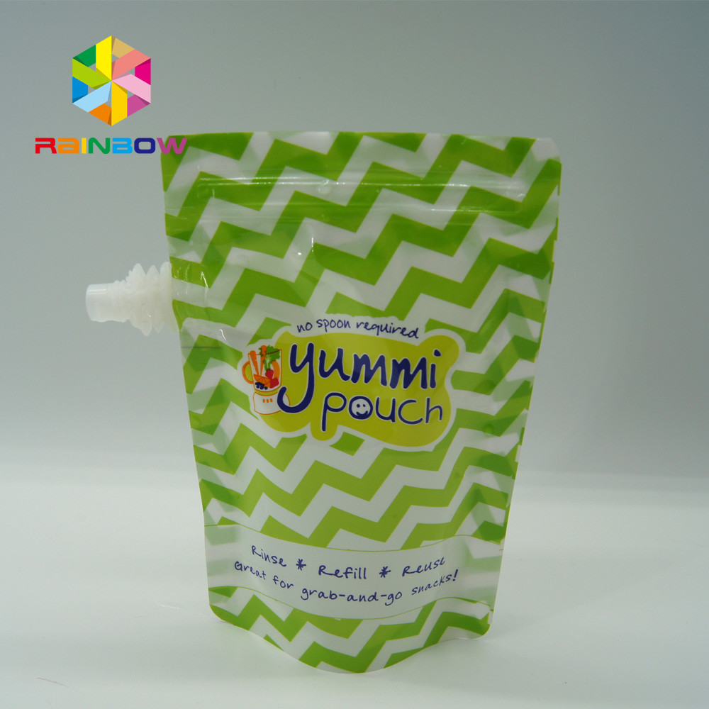 Custom Reusable Liquid Stand Up Liquid Spout Bags Baby Food Packaging Bag
