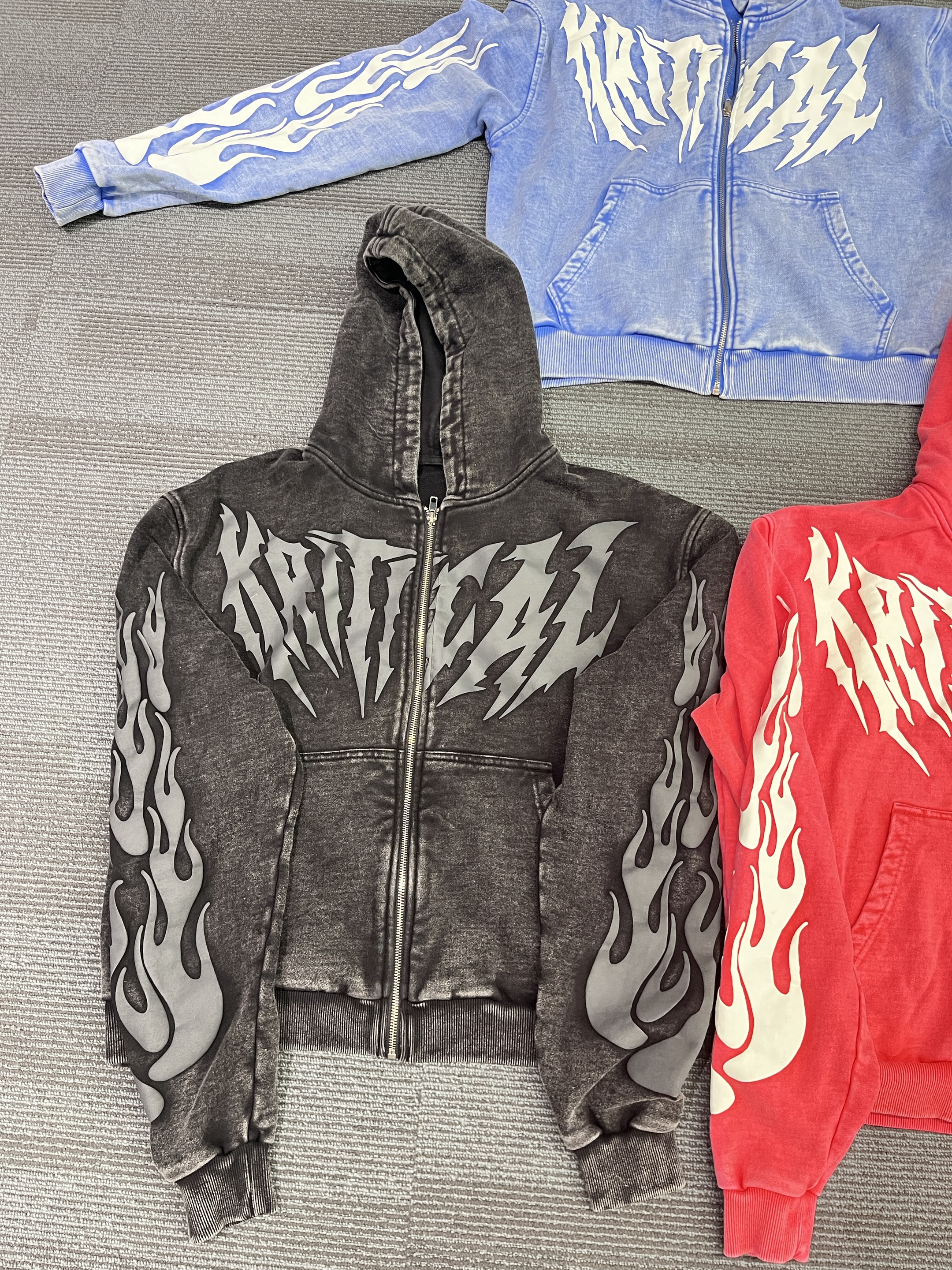 Custom Hoodies Lined or Custom 100% Cotton Puff Printing Streetwear Acid Washed Heavyweight Zip Up Hoodies